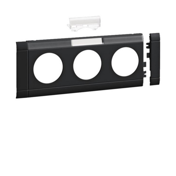 Hager GB080319011 Blende 3-fach Steckdose zu Oberteil 80mm beschriftbar anreihbar hfr graphitschwz