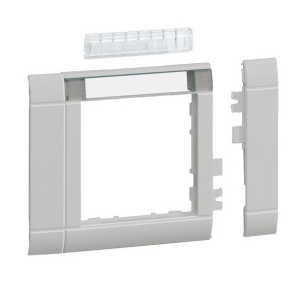 Hager GR0802A7035 Rahmenblende modular, ZS 55, OT 80, hfr, Beschriftungsfeld, lichtgrau