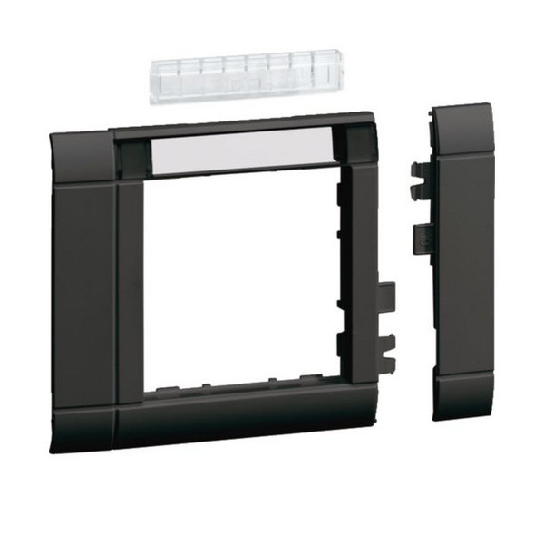 Hager GR0802A9011 Rahmenblende modular, ZS 55, OT 80, hfr, Beschriftungsfeld, graphitschwarz