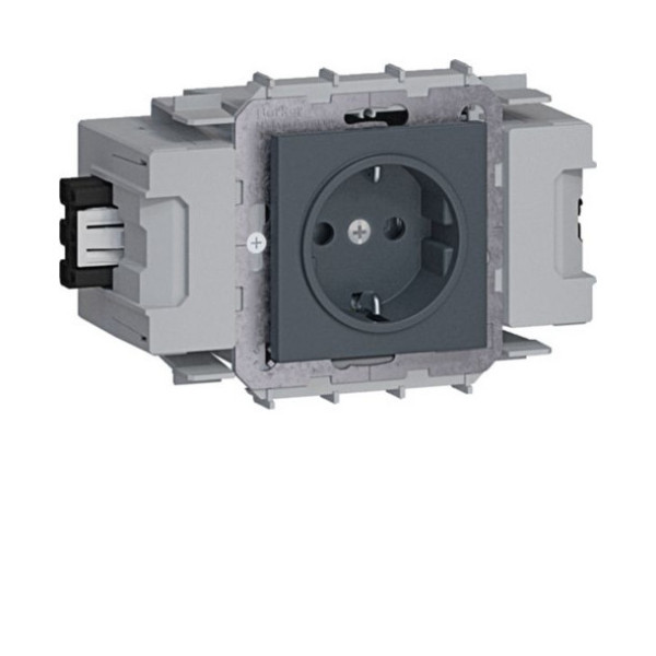 Hager GS10019011 Steckdose 1-fach Wago Winsta Frontrastend graphitschwarz