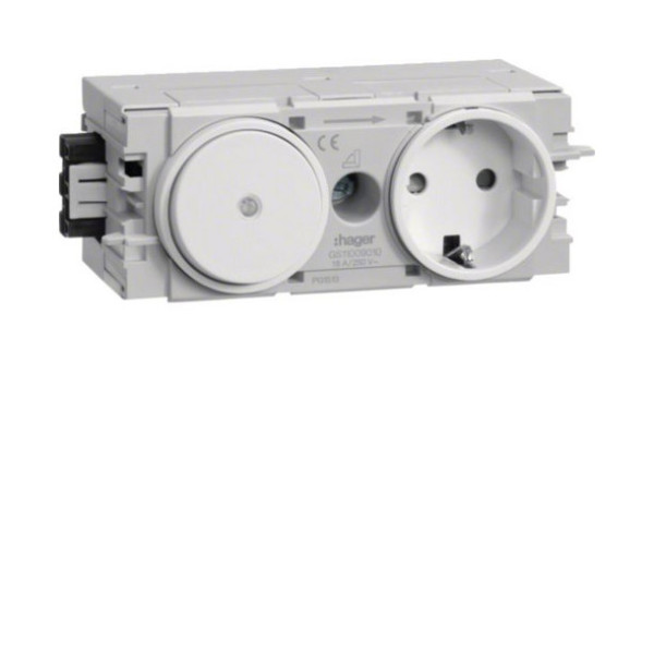 Hager GS11009016 SteckdoseSchalter mit Wago Steck-/Klemmtechnik C-Profil in verkehrsweiß
