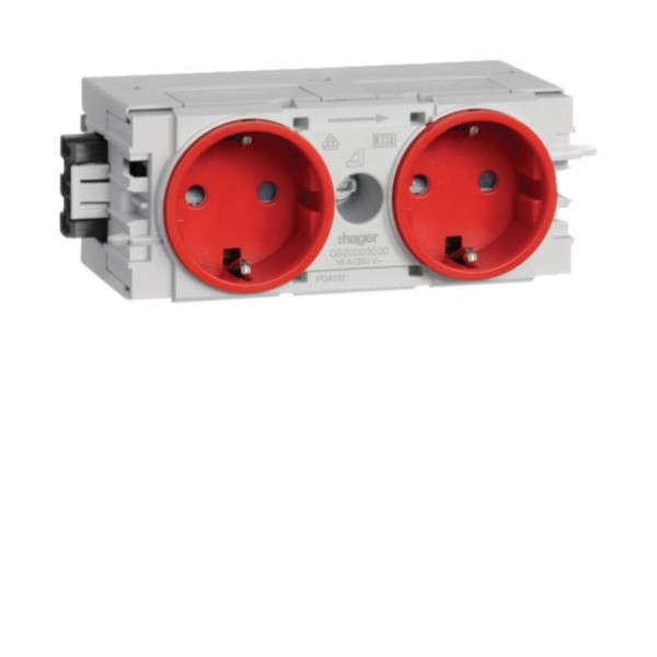 Hager GS20003020 Steckdose 2-fach mit Wago Steck-/Klemmtechnik C-Profil in verkehrsrot