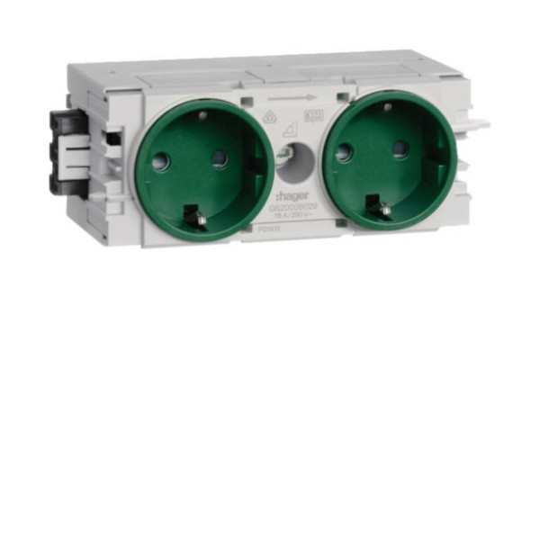 Hager GS20006029 Steckdose 2-fach mit Wago Steck-/Klemmtechnik C-Profil in minzgrün