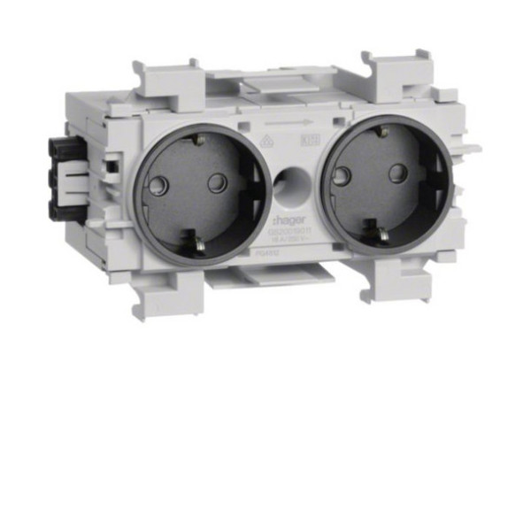 Hager GS20019011 Steckdose 2-fach mit Wago Steck-/Klemmtechnik Frontrastend in graphitschwarz