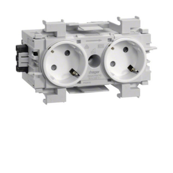 Hager GS20119016 Steckdose 2-fach 45° mit Wago Steck-/Klemmtechnik Frontrastend in verkehrsweiß