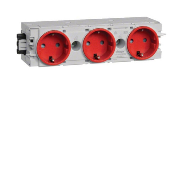 Hager GS30003020 Steckdose 3-fach mit Wago Steck-/Klemmtechnik C-Profil in verkehrsrot
