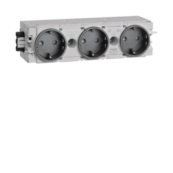 Hager GS30009011 Steckdose 3-fach mit Wago Steck-/Klemmtechnik C-Profil in graphitschwarz