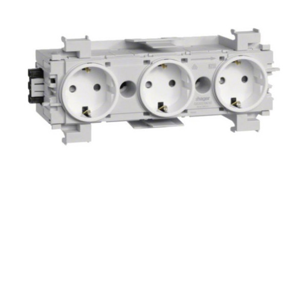 Hager GS30019016 Steckdose 3-fach mit Wago Steck-/Klemmtechnik Frontrastend in verkehrsweiß