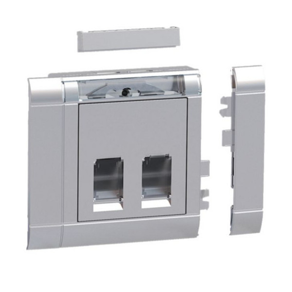 Hager GSETDM032LAN Geräteeinbauset 2-fach RJ45 für Type 03 frontrastend aluminium