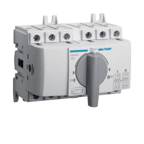 Hager HIM304 Lastumschalter 3polig 40A für Hutschiene/Montageplatte