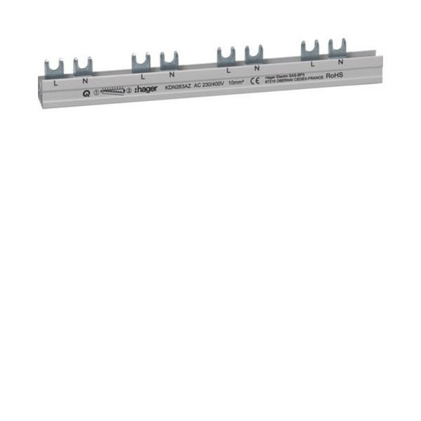 Hager KDN263AZ Phasenschiene 2P Gabelanschluss 10 mm² für ARFxxxD 12 Module