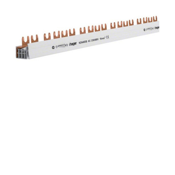 Hager KDN463B Phasenschiene 4 polig mit Gabelanschluss 10mm² 63A 57 Module