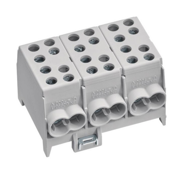 Hager KH35L3 Hauptleitungsabzweigklemme 3polig, 2x35mm²-2x25mm² je Pol, IP20, Farbe: Grau