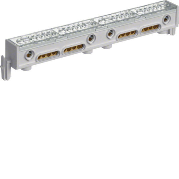 Hager KM05B PE/N-Klemme, universZ, 4x5 Klemmstellen,2x6/2x10/1x25mm², mit Schelle für 25 mm²