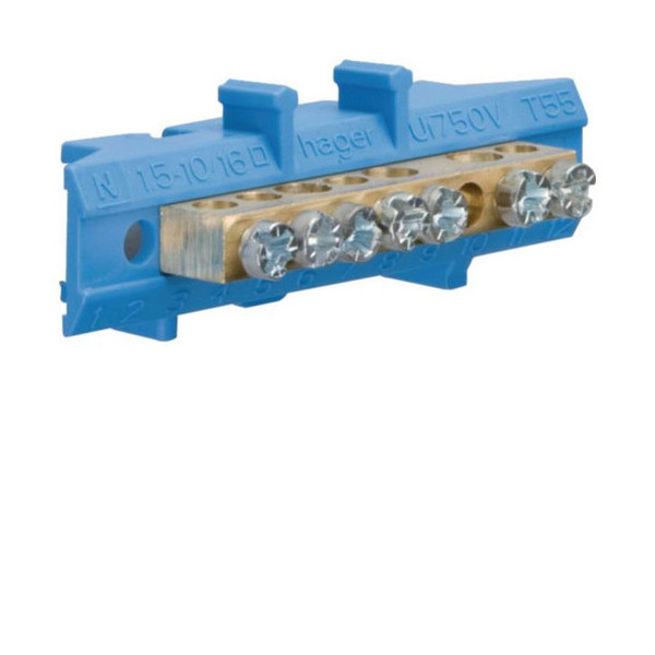 Hager KM07N Messingklemme, NZ-Zählertafel, N, 7 Klemmstellen