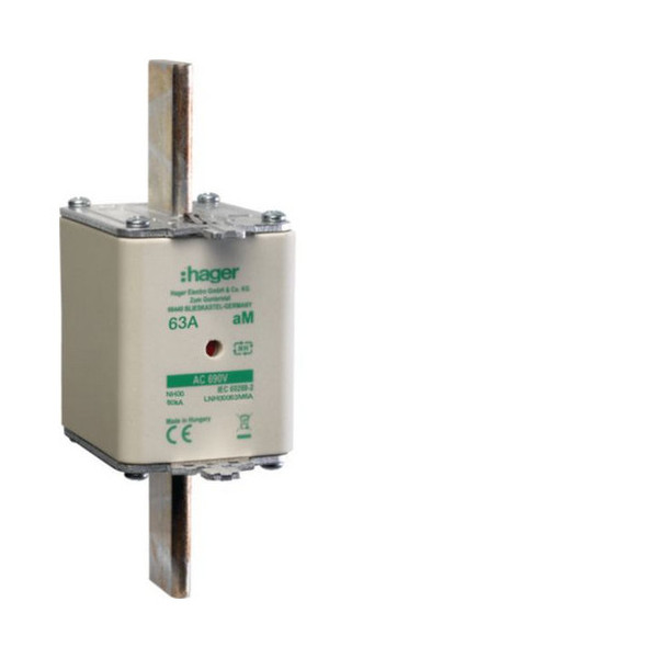 Hager LNH00063M6A NH-Sicherungseinsatz NH00 690V aM 63A Kombimelder Grifflasche spannunsgführend