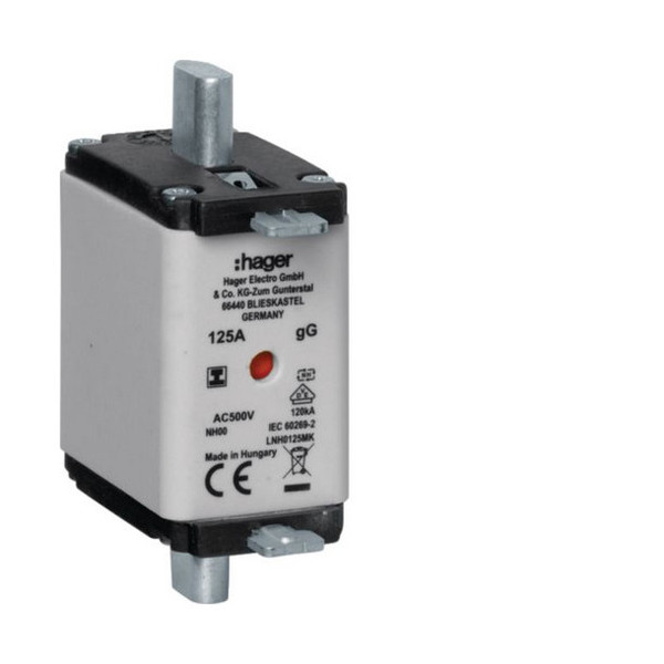 Hager LNH0125MK NH-Sicherungseinsatz NH00 gG 500V 125A Kombi-Melder mit isolierter Grifflasche