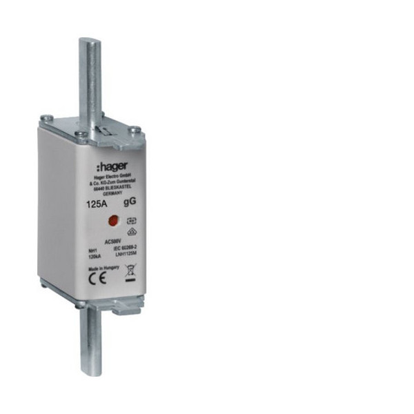 Hager LNH1125M NH-Sicherungseinsatz NH1C gG AC500V 125A Kombi-Melder mit Metall-Grifflasche
