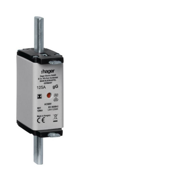 Hager LNH1125MK NH-Sicherungseinsatz NH1C gG 500V 125A Kombi-Melder mit isolierter Grifflasche