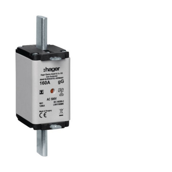 Hager LNH1160MK NH-Sicherungseinsatz NH1 gG 500V 160A Kombi-Melder mit isolierter Grifflasche