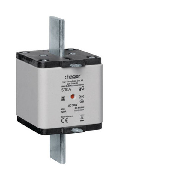 Hager LNH3500MK NH-Sicherungseinsatz NH3 gG 500V 500A Kombi-Melder mit isolierter Grifflasche