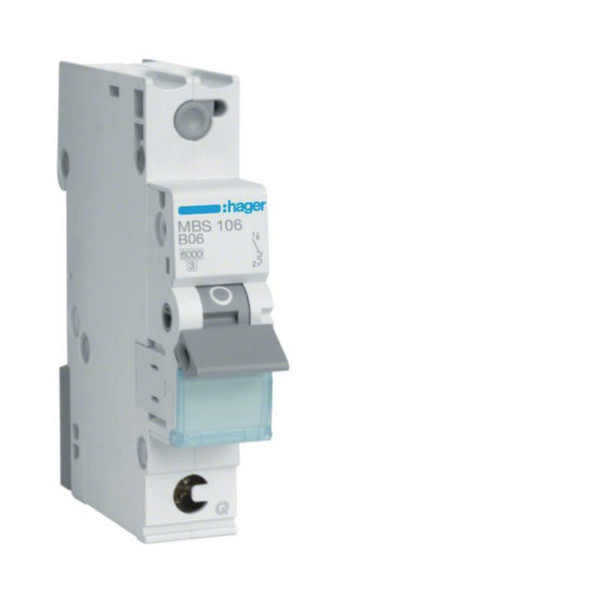 Hager MBS106 Leitungsschutzschalter 1 polig 6kA B-Charakteristik 6A QuickConnect 1 Modul