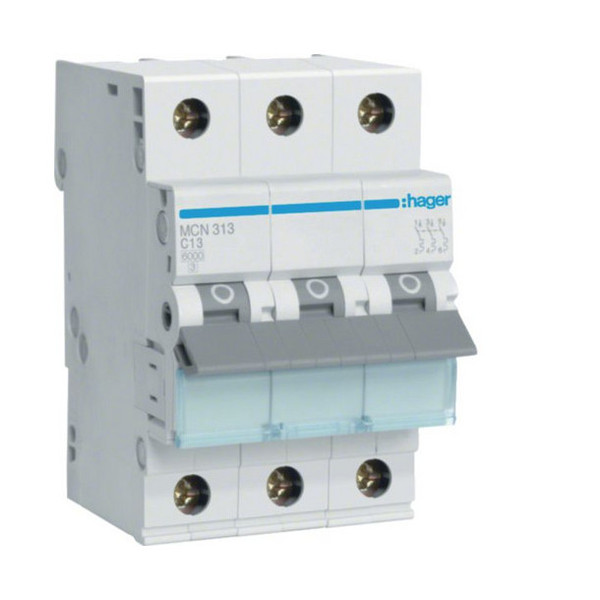Hager MCN313 Leitungsschutzschalter 3 polig 6kA C-Charakteristik 13A 3 Module