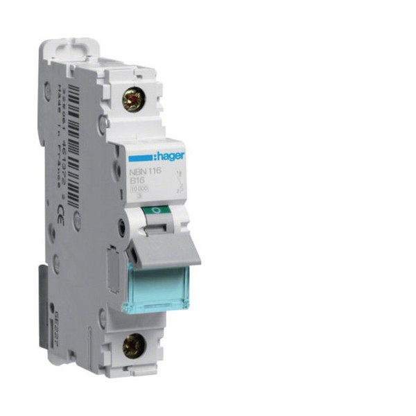 Hager NBN116 Leitungsschutzschalter 1 polig 10kA/15kA B-16A 1M