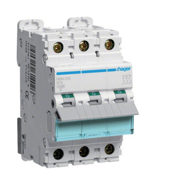 Hager NBN316 Leitungsschutzschalter 3 polig 10kA/15kA B-16A 3M