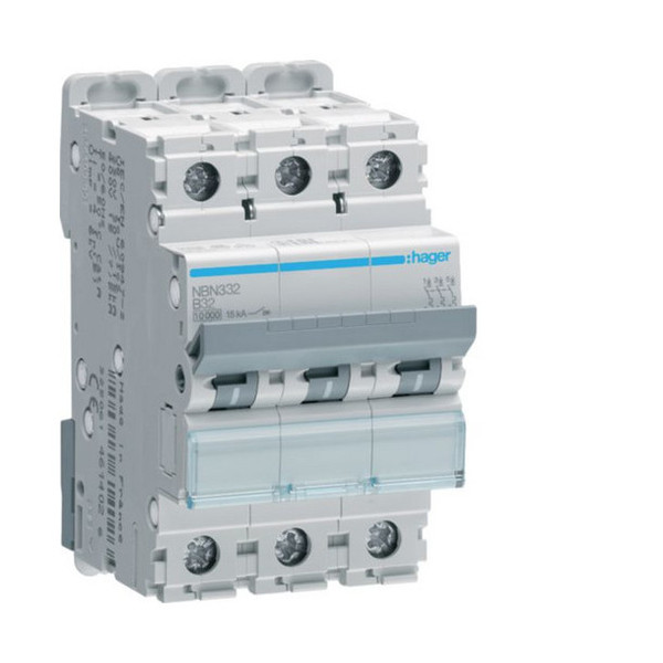 Hager NBN332 Leitungsschutzschalter 3 polig 10kA/15kA B-32A 3M