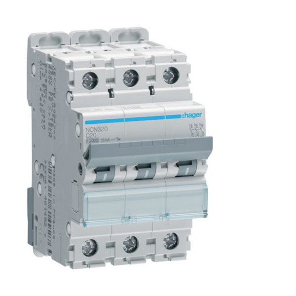 Hager NCN320 Leitungsschutzschalter 3 polig 10kA/15kA C-20A 3M