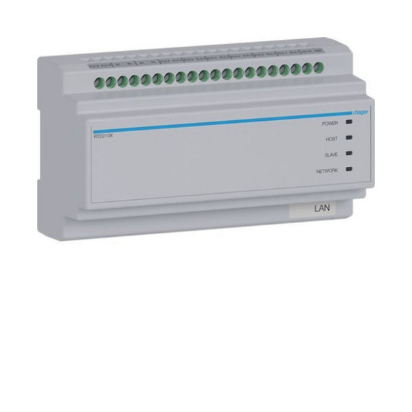 Hager RTD210X 2Draht IP Systemswitch 6-fach, IN CAT oder 2 Draht, OUT 2 Draht, intercom