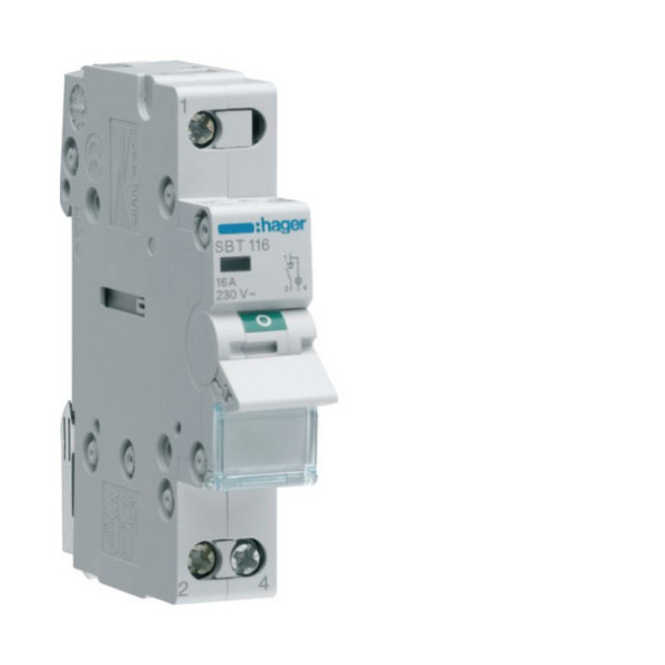 Hager SBT116 Ausschalter 16A 1 Schließer 230V AC mit Leuchtmelder 1PLE