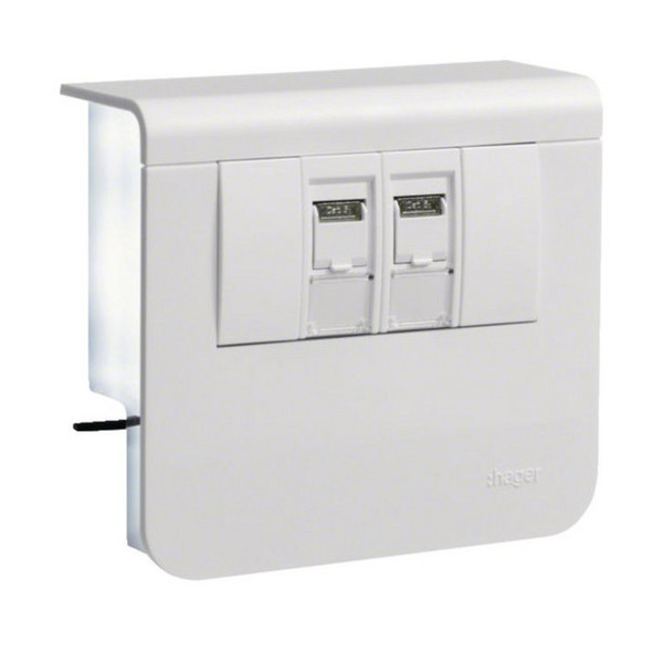 Hager SL200559079016 Geräteträger Datenanschluss 2xCat.6A zu SL 20x55mm verkehrsweiß