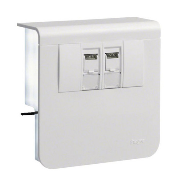 Hager SL200809079016 Geräteträger Datenanschluss 2xCat.6A zu SL 20x80mm verkehrsweiß