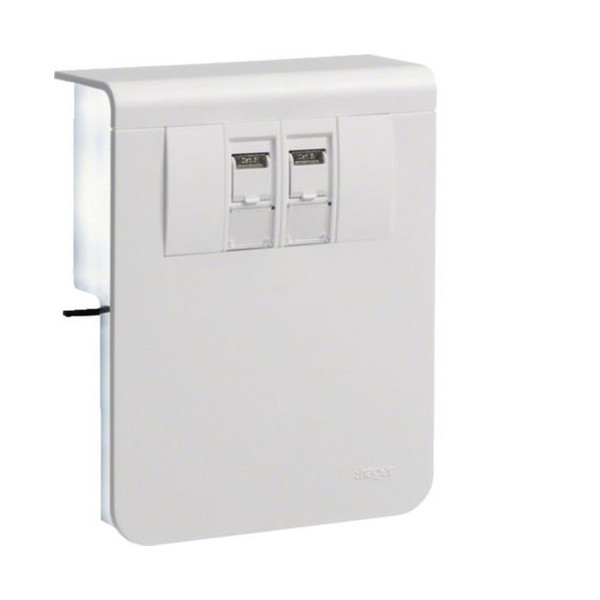 Hager SL201159079016 Geräteträger Datenanschluss 2xCat.6A zu SL 20x115mm verkehrsweiß