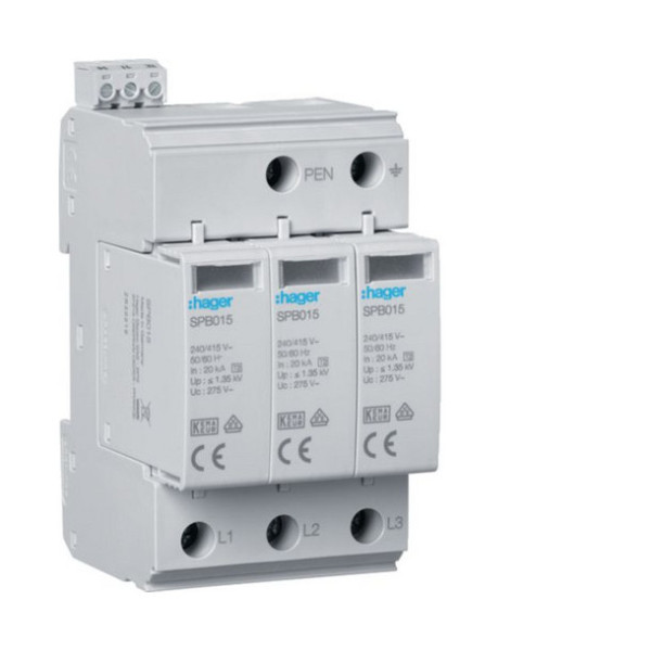 Hager SPB315 Überspannungsableiter T2 3P 40kA TNC Defektanzeige  Kontakt