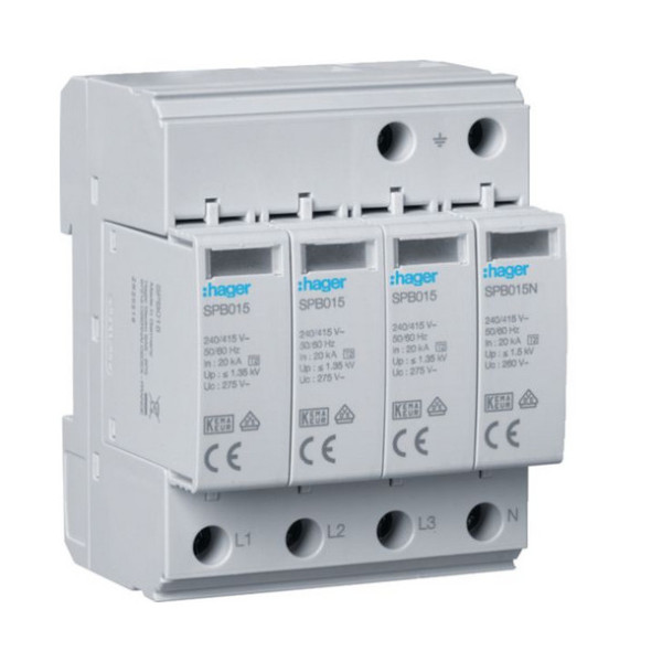 Hager SPB413 Überspannungsableiter T2 4P 40kA TT/TNS Defektanzeige