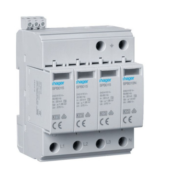 Hager SPB415 Überspannungsableiter T2 4P 40kA TT/TNS Defektanzeige  Kontakt