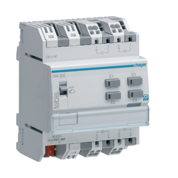 Hager TXA304 Binäreingang 4fach, 230V, REG, KNX