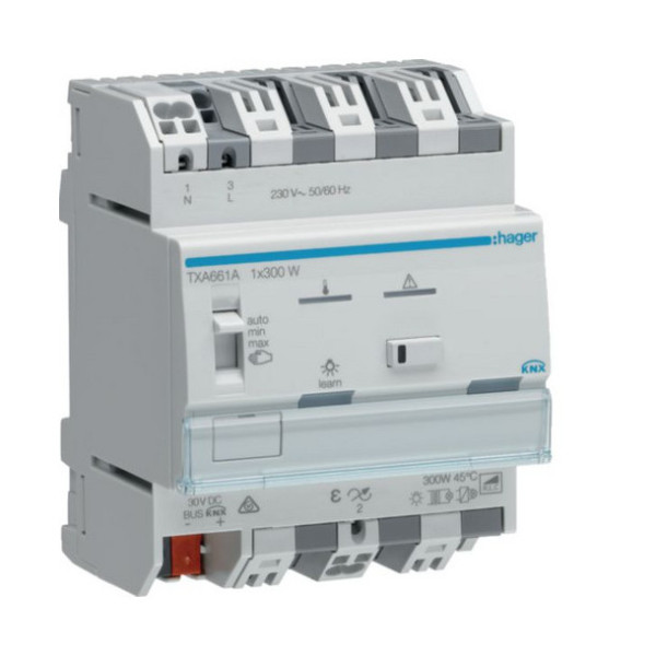 Hager TXA661A Universal-Dimmaktor 1-fach KNX easy, 1x300W, ESL/LED