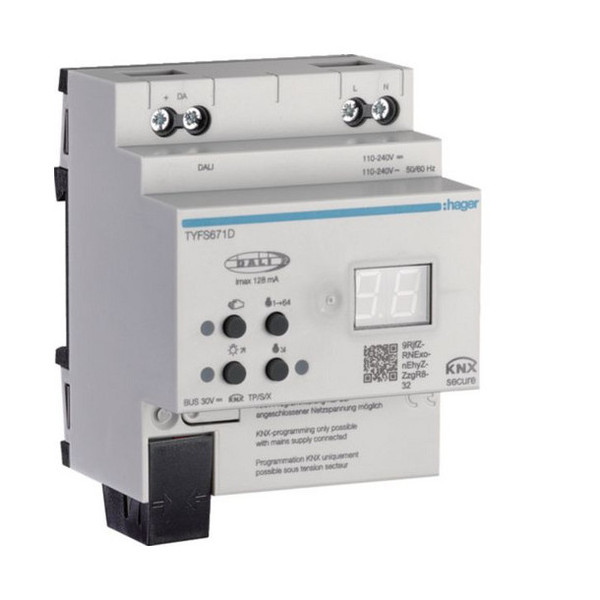 Hager TYFS671D KNX/DALI 2 Gateway, KNX Secure, 1-fach