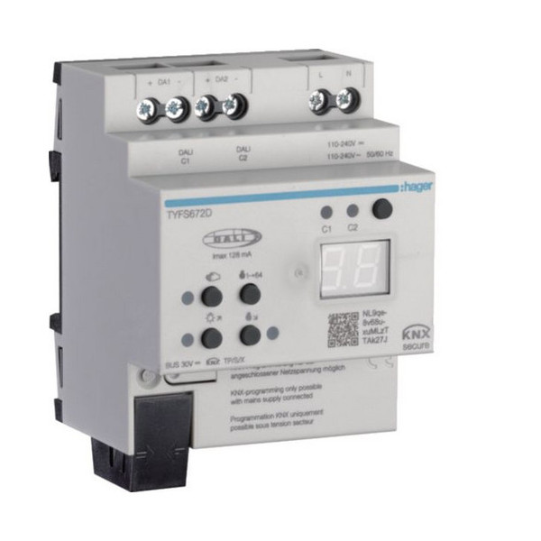 Hager TYFS672D KNX/DALI 2 Gateway, KNX Secure, 2-fach
