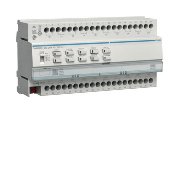 Hager TYMS620D Schalt-/Jalousieaktor 20/10fach KNX Secure, 16A, C-Last