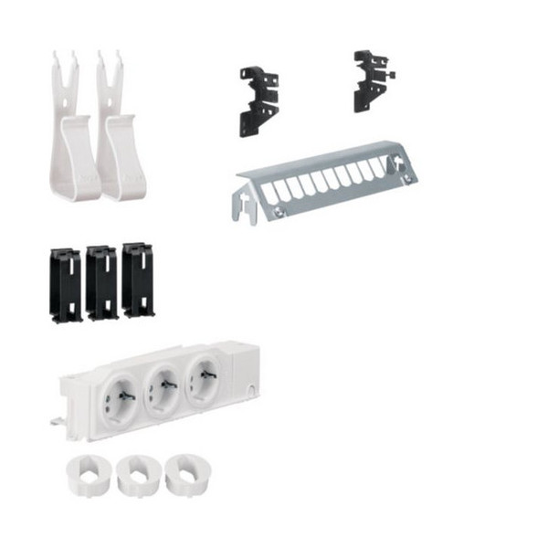 Hager UM00M2 Multimedia Kit,univers,m.3xSteckdose,12xPatchPanel ohneRJ45,Geräte-u.Kabelhalter