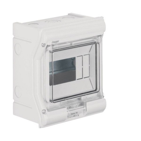 Hager VE106PN Kleinverteiler, vector, APV, IP65, 6PLE, UV-stabil, m. metr. Leitungseinführung