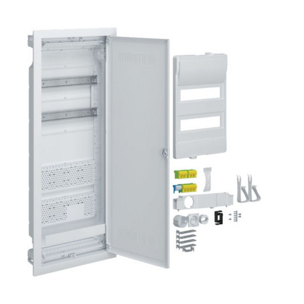 Hager VH602WWH Hybrid, volta, Hohlwand, 24PLE, 2 Montageplatten, mit Steckdose  Kunststofftür