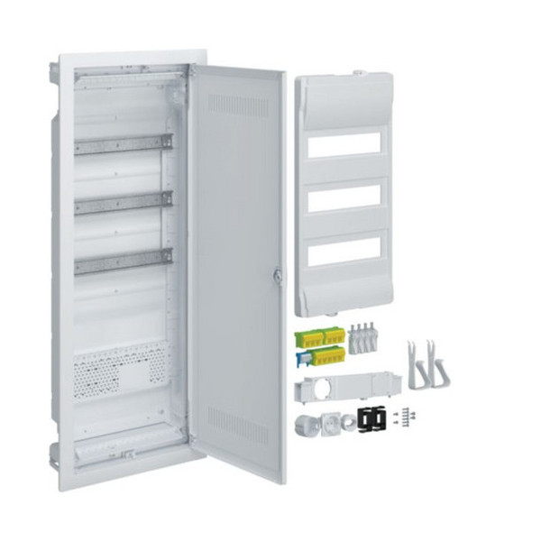 Hager VH603WWH Hybrid, volta, Hohlwand, 36PLE, 1 Montageplatten, mit Steckdose  Kunststofftür