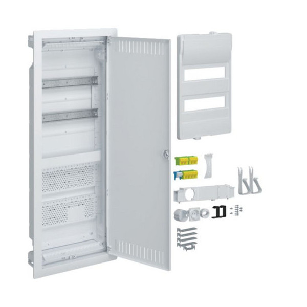 Hager VU602NWH Hybrid, volta, Unterputz, 24PLE, 2 Montageplatten, Steckdose und Stahlblechtür