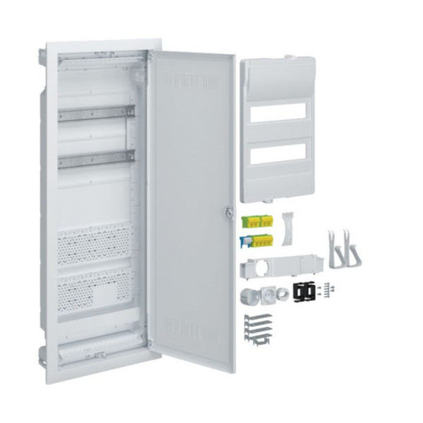 Hager VU602WWH Hybrid, volta, Unterputz, 24PLE, 2 Montageplatten, Steckdose und Kunststofftür